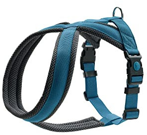 HUNTER Hundegeschirr LONDON COMFORT, atmungsaktives 3D-Mesh, 2-fach verstellbar, Sicherheitsverschluss, reißfest, leicht & pflegeleicht, Farbe: Dunkelblau, Größe: S-M/2