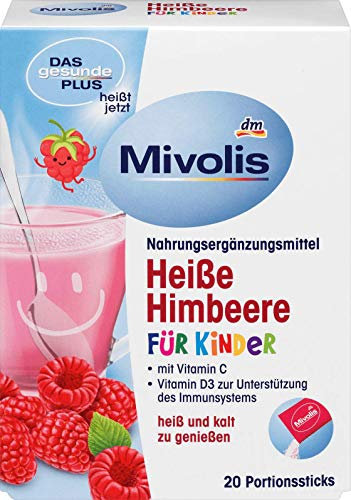 60 Sticks x Kinder Heißes Himbeergetränk mit Vitamin D3-3 Packungen, Mivolis/Deutschland