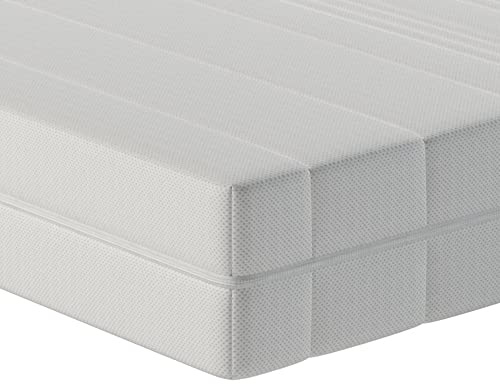 MSS e.K. erstklassiger Matratzenbezug Tosca | 90 x 200 x 19cm | Reißverschluss | weiche Wattefüllung | Stoffdichte: 415 g/m² | dezente Liniensteppung | Farbe: weiß | waschbar 60°C | schadstoffgeprüft