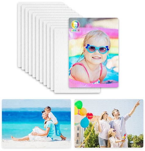 MR.R 12 Sets Sublimation Blanks Jigsaw Puzzle - DIY White Puzzle for Sublimation Transfer, Thermal Transfer Heat Press Printing Crafts (A4-120 Style)