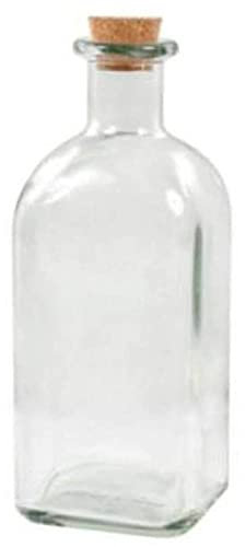 Tradineur - Botella de vidrio, frasca con tapón de corcho, reutilizable, rellenable, licores, aceite, agua, vino, whisky, bodas, 19,5 x 8 cm, 725 ml