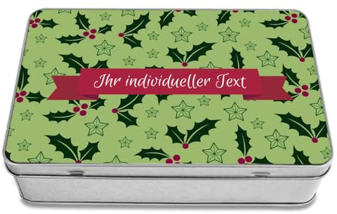 STEMPEL-FABRIK Geschenkdose Eckig mit Aufdruck - Design Mistelzweig - Keksdose - Plätzchendose - Metalldose - Geschenkidee für Weihnachten - Geschenkbox