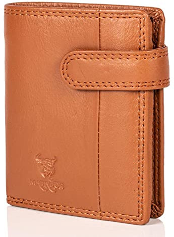 MATADOR Leder Herren Geldbörse Klein TÜV geprüfter RFID & NFC Schutz Portemonnaie Slim Wallet Brieftasche Leder Hell Braun