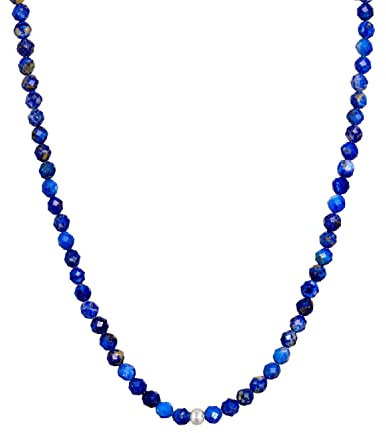 BERGERLIN Lapislazuli Halskette dunkel blau - blaue Kette - Silber - M-L