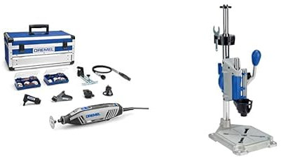 Dremel 4250 Outil Rotatif Multifonction 175W avec 6 Adaptations 128 Accessoires Vitesse Variable & 220 Support Perceuse à Colonne Workstation pour Outil Rotatif Multifonction avec Guide Perçage
