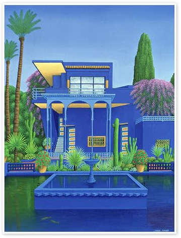 Posterlounge Jardin Majorelle, Marrakech Poster | 60 x 80 cm de Larry Smart Bleu Tableaux Décoration murale