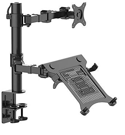 Supporto Monitor Braccio Dual Brack Laptop & Monitor Stand Bracci regolabili in altezza a pieno movimento, supporto 11-15.6 Laptop e 10-27 Monitor, tenere fino a 22 libbre / braccio Braccio Monitor