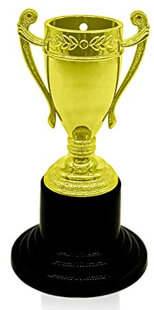 Zelaro Pokal Kinder Serie | Pokale Kindergeburtstag | Kleiner Henkelpokal als Geschenk für Kinder - Mitgebsel | Wanderpokal für jeden Anlass | Trophäe mini | Pokal klein in DREI Farben (Gold)