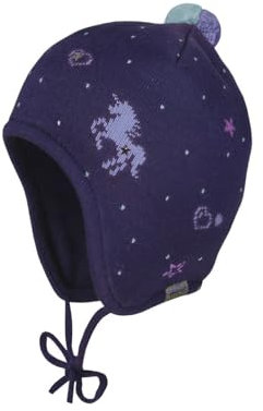 maximo Mini Girl-Mütze, ausgenäht Jacquard, Einhorn, Deko, Bindeband Made in Germany 51 Cosmos/dreamblue