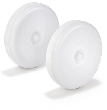 EGLO LED Nachtlicht Cascia 2er-Set mit Bewegungsmelder und Dämmerungssensor, Akku Nachtlampen aus Kunststoff in Weiß, LED Nacht Licht warmweiß für Flur, Schlafzimmer, Kinderzimmer, IP40