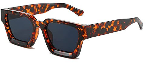 YAMEIZE Rechteck Vintage Sonnenbrille Damen Retro-Y2k mit UV400 Schutz Trendy Quadratischem Rahmen