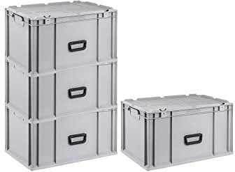 PROREGAL SuperSparSet 4x Eurobox NextGen Portable | HxBxT 33,5x40x60cm | 65 Liter | Eurobehälter, Transportbox, Transportbehälter, Stapelbehälter