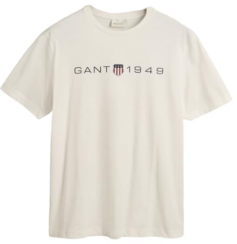 GANT Herren Printed Graphic SS T-Shirt, Eggshell, M