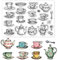 GLOBLELAND Tee Kaffeetassen Transparente Stempel Nachmittagstee Thema Prägestempel Blätter Teekanne Silikon Transparente Stempel Siegel Gummistempel Für DIY Scrapbooking Und Kartenherstellung