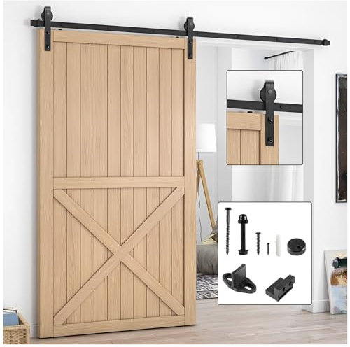 YORKING 6.6FT Sliding Barn Door 200cm Sliding Door Track Sliding Door kit Closet Hardware Track Kit Black