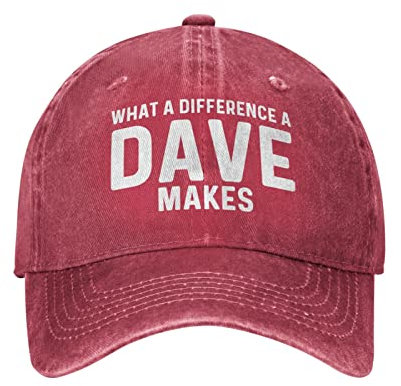 What A Difference A Dave Makes Mütze für Herren, Baseballmütze, coole Mütze, Rot, Rot/Ausflug, einfarbig (Getaway Solids), Einheitsgröße