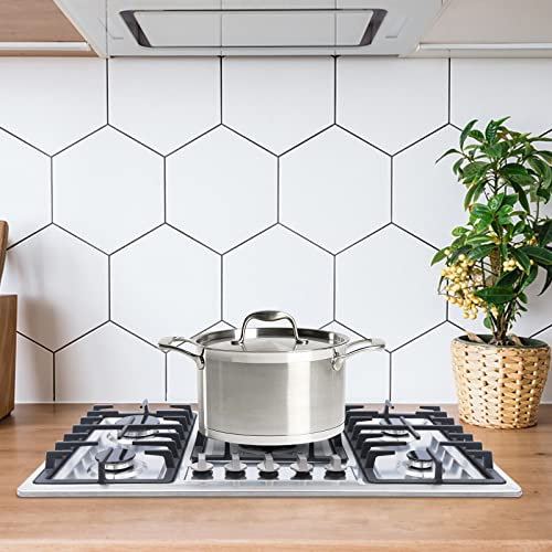 Placa de gas de acero inoxidable de 34 pulgadas, 5 quemadores con agarraderas y seguro de encendido para gas natural, propano, cocina de gas