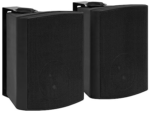 vidaXL Wandlautsprecher Stereo 2 STK., Außenlautsprecher Wandmontage, Kompaktlautsprecher Indoor Outdoor, 2 Wege Lautsprecher, Schwarz 120 W