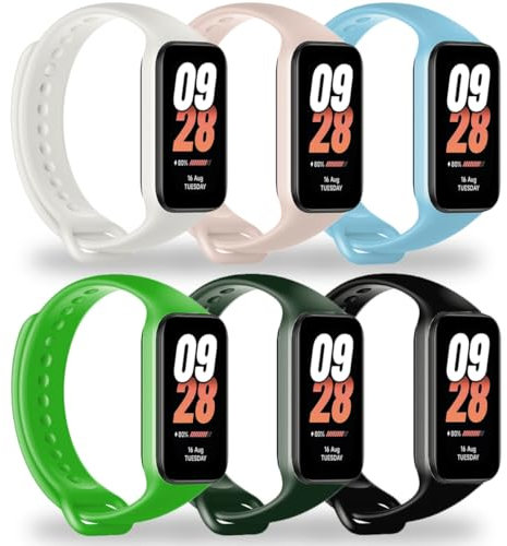 MONUARY 6 Piezas Correas Compatibles con Xiaomi Smart Band 8 Active y Redmi Band 2, Pulseras de Repuesto Deportivas de Colores, Suaves y Transpirables, Liberación Rápida