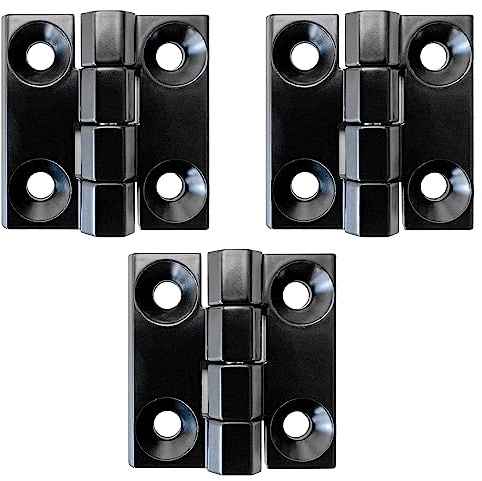 3x Haasweller Schwerlastscharnier 40x40mm Metallscharnier Scharnier Schwarz Zink-Druckguss strukturmatt Stärke 6-8 mm