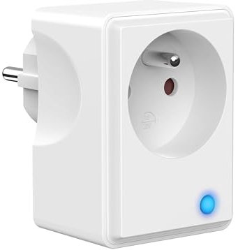 UCOMEN Prise Connectée WiFi, Suivi de consommation, 16A Type E 3680W, compatible avec Alexa, Google Home et Smart Life APP, Économie d'énergie, Commande vocale, blanc,1 pack