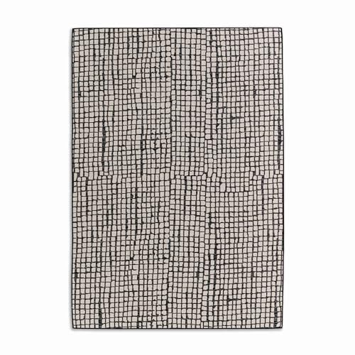 Schöner Wohnen Kollektion Outdoor Teppich wetterfest - Feuchtigkeitsbeständiger Teppich Wohnzimmer - Außen Teppich robust Balkon, Terasse, Garten - Gitter anthrazit 140x200 cm
