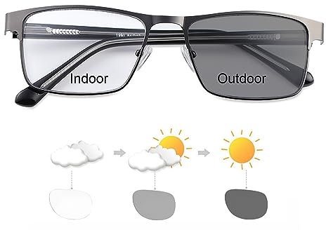 MIRYEA Photochrome Übergangs Fernbrille für Männer und Frauen Retro Myopie-Brille mit TR90-Rahmen Leichtes Brillen für Kurzsichtigkeit Schwarz Vollrahmen Antireflexionsschutz UV Schutz Sonnenbrille