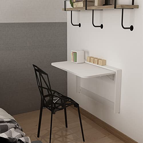 Wandtische, Esstisch, Ständer aus Holz und Edelstahl, Küchentheke, Heimbüro, Arbeit, klappbare Wandtische aus Massivholz für Küchen, Balkone, Wohnzimmer und Büros (Farbe: Weiß, Größe