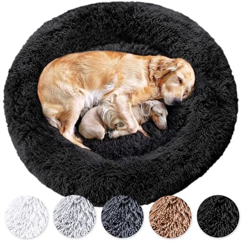 Wahre Tierliebe Hundebett Donut - Das Original - waschbar [XXS, 50cm, schwarz] Hundekissen, Hundekorb, Flauschiges Hundebett für große, mittelgroße & kleine Hunde