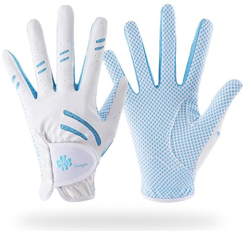 Lawaia A Pair Kids Golf Gloves Junior Golf Glove Leather Elastic Fabric Breathable Pink Golf Glove Left and Right Handed Golf Glove Golf Accessories for Kids