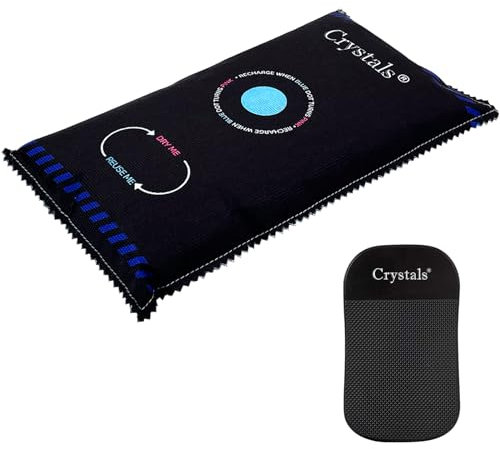 Crystals 1KG Reusable Car Dehumidifier, Van Car Caravan Home Moisture Absorber Bag with Anti Slip Pads, Moisture Condensation Absorber Damp Trap Keeps Windscreen Clear - Black (1)