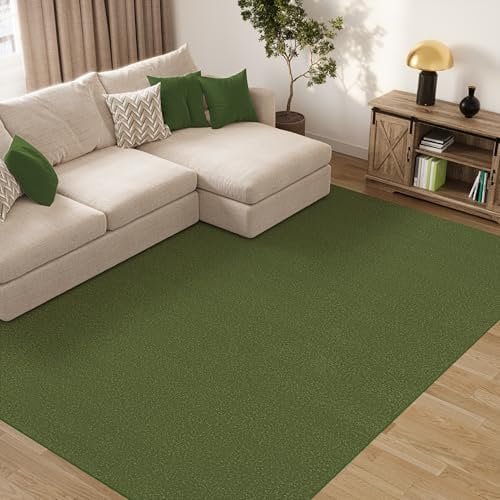 TAPISO Mono Teppich Kurzflor Indoor Outdoor UV-beständig Grün Khaki Einfarbig Wohnzimmer Schlafzimmer Kinderzimmer Modern Design ÖKO-TEX 80 x 150 cm