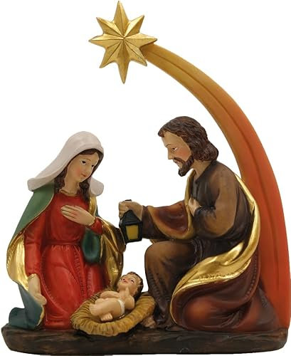 FADEDA Hlg. Familie, Krippenblock mit Komet/Höhe:15 cm/handbemalt/detailgetreue Krippen Figuren - Weihnachten Tisch Dekoration Krippe Zubehör