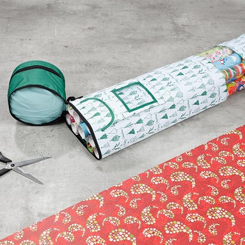 INDA-Exclusiv Geschenkpapier-Organizer Geschenkpapierbox Aufbewahrungstasche Weihnachten mit Tannenbaum Motiv