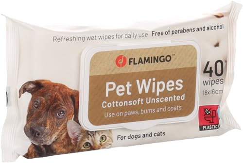 FLAMINGO Lingettes nettoyantes universelles Neutre Reini - 40pcs Convient aux Chiens et aux Chats - Parfum Neutre - sans parabènes et sans Alcool - Nouveau Produit Populaire!