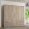 FORTE Jupiter Schrank 200 210, Kleiderschrank, Drehtürenschrank, 4-türig, mit 6 Schubladen und Einlegeböden, Holz Dekor: Sonoma Eiche, 206.5 cm breit x 60 cm tief x 200 cm hoch