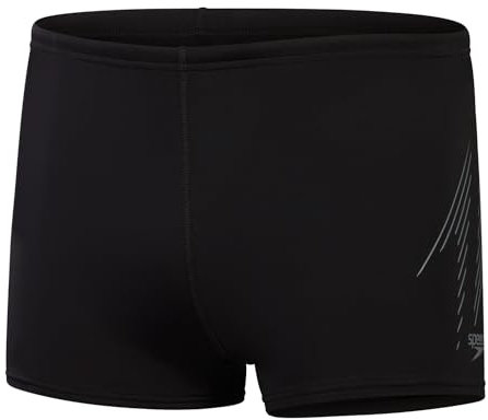 Speedo Aquashort Hyperboom Placement, Entraînement de Natation, Fitness, Résistant au Chlore Aquashort pour Homme, Noir/Gris USA, 34