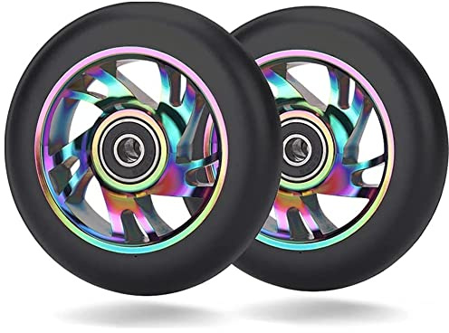 Osmond 2 Stück 100 mm Scooter-Ersatzräder mit Kugellager, Stunt-Scooter PU- für Schaukelautos, extreme Autos, Roller