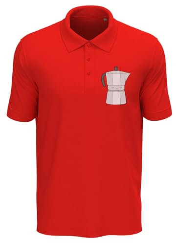 Atspauda Cute Sleeping Coffee Percolator Polo en coton pour homme Rouge, Rouge, L