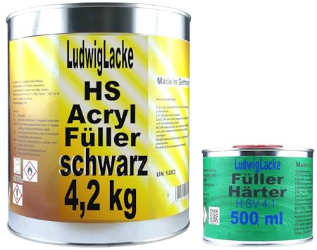 LudwigLacke Acryl-Füller 5 kg, schwarz, für Grundierung und Rostschutz