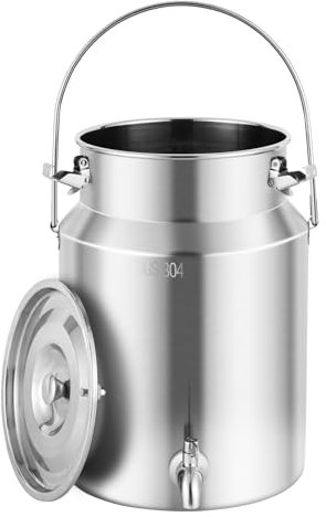 YUCHENGTECH Bidon à Lait en Acier Inoxydable 304 Seau de Transport de Lait 10L avec Couvercle et Robinet Scellés Pot à Lait Bidon à Huile/Lait Bidon à Lait Hermétique Seau à Lait en Acier Inoxydable