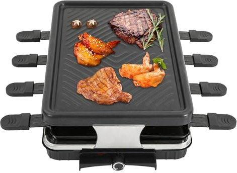 Ecoggeder Elektrogriller 41.5 * 25.5 * 12.5cm Elektrischer Tischgrill mit 8 Kleine Backbleche Tischgrill Elektrogrill Plancha Teppanyaki Grill für Grillabende Terrassen, Restaurants usw