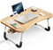Warmiehomy Portable Laptop Desk with USB Ports, Foldable Legs & Cup Slot, Bed Table with Drawer, Small Fan & Lamp, Maple