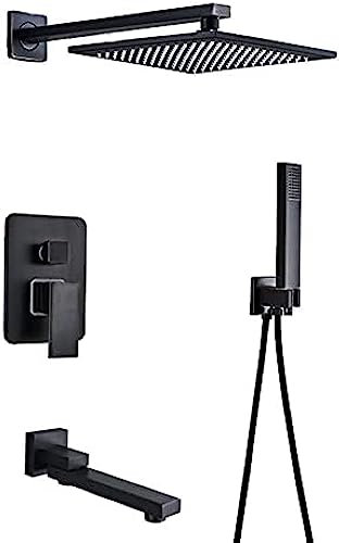 Schwarz-Bronze-Duscharmaturen-Set, Messing, Regenduschkopf, Einhebelmischer, Badezimmer-Dusche, Badewanne, Duschset, 3 Wege, 25,4 Cm,3-Wege 8 Zoll
