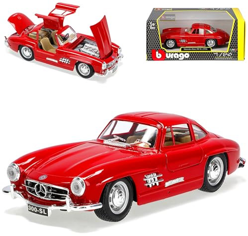 alles-meine.de GmbH Mercedes-B 300SL Coupe Rot W198 1954-1963 18-22023 1/24 Burago Modell Auto mit individiuellem Wunschkennzeichen