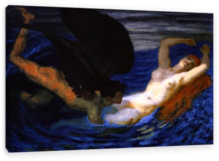 MOBYAT Wind und Wellen (unvollendet) by von Stuck The,Art Poster Classic Canvas Art Wall Decor for Bedroom Living Room Canvas Art Poster Reproduction105x70cm(41x28in) Innenrahmen
