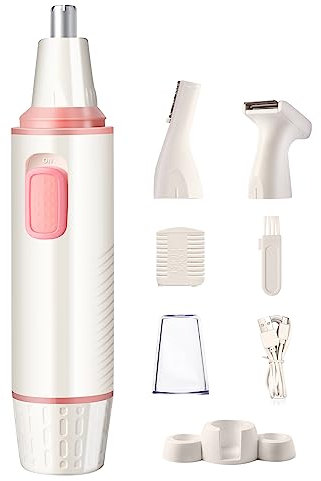 Nasenhaartrimmer, USB Wiederaufladbar Nasenhaarschneider 3 in 1 Set Ohrhaarschneider mit Doppelschneideklingen, Professioneller schmerzfreier Augenbrauen und esichtshaartrimmer
