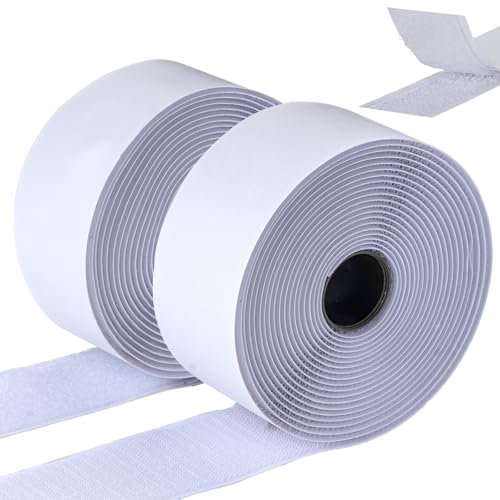 Ysibbon Klettband Selbstklebend 5M, Doppelseitig Klettverschluss Selbstklebend, Extra Starkes Klett Klebeband mit 50mm Breitem Heavy Selbstklebendes Klebepad (weiß, 5cmx5m)