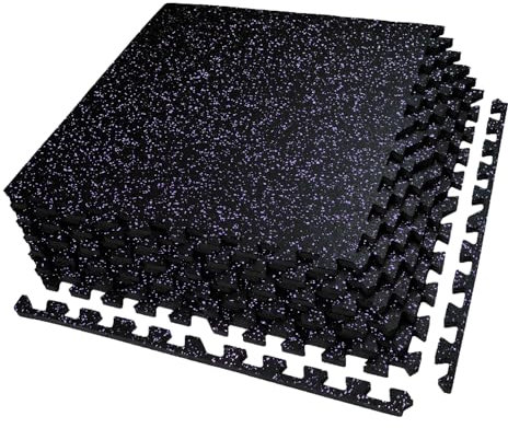 AIRHOP 6 Matten 60x60x1,4cm Extra Dicke robuste Gummierte, rutschfeste Puzzlematte, geeignet für Fitnessstudio und Heimfitness, schwere Trainingsbelastung, bodenschutzmatte Fitness,Schwarz & Lila