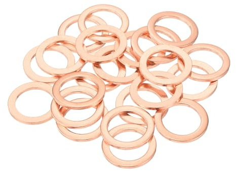 QUARKZMAN 22pcs Arandelas de Cobre, 20x14x1.5mm (OD*ID*Grosor) Arandela para Carter Aceite Puerta Bisagra Plana Redonda Metálica Accesorio Hidráulico Conexión Combustible Perno Reparación